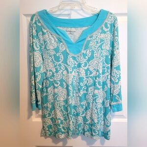 Croft & Barrow Blue and White Boxy Blouse